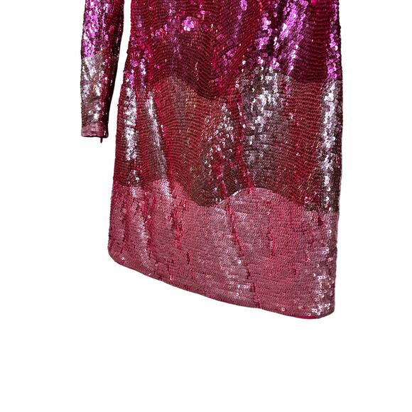 MAC DUGGAL 10029 Pink Ombre Sequin Long Sleeve Mini Dress Size Small NWT - Picture 8 of 16